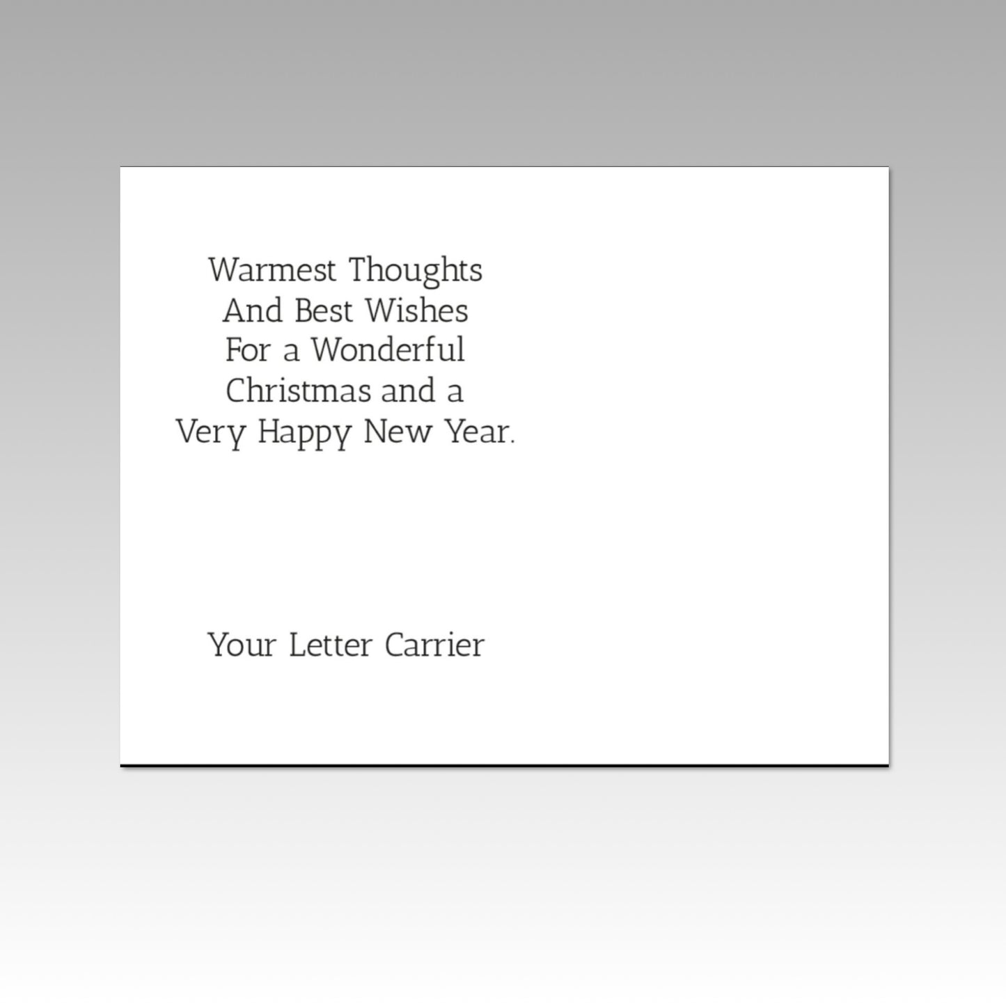 #044MC Dark Red Merry Christmas postcards with Holly trim and Dog Mail Delivery, Letter Carrier Greeting Postcards, packs of 50 or 100 postcards,