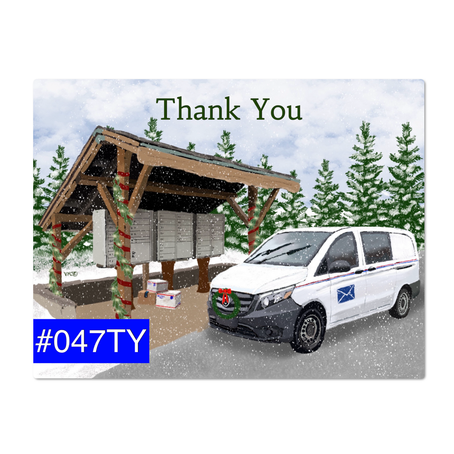 #047TY Cluster Box, CDU, Letter Carrier Thank You Post Cards, packs of 50 or 100 postcards,Mail Carrier