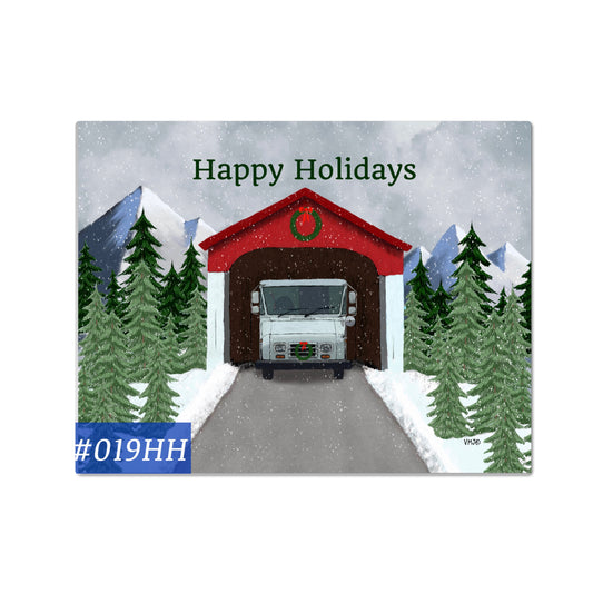 #019HH Covered Bridge, Letter Carrier Season’s Greetings Postcards, Holiday postal postcards Letter Carrier, Mail Carrier