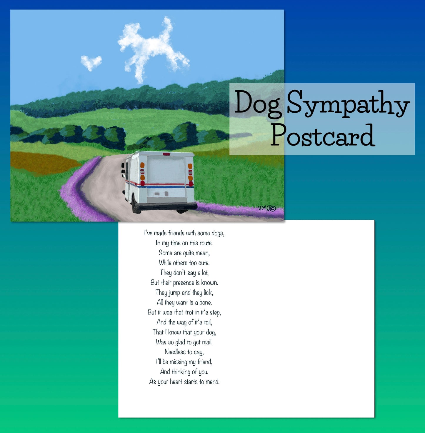 #035DS Dog Sympathy Postcards from Letter Carriers, Mail Carrier