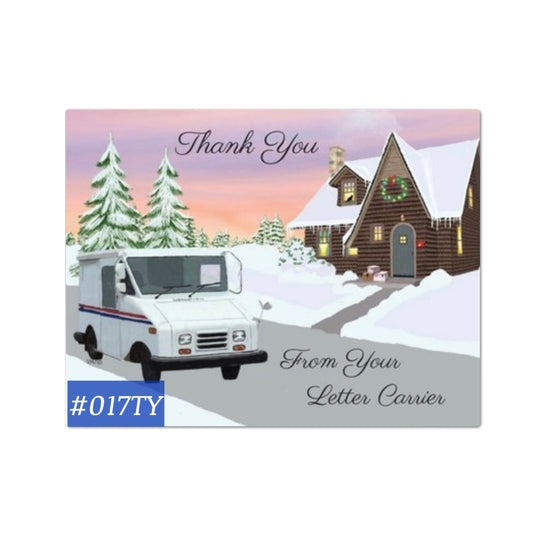 #017TY English Cottage and LLV Letter Carrier Thank You Post Cards, postal postcards, Mail Carrier