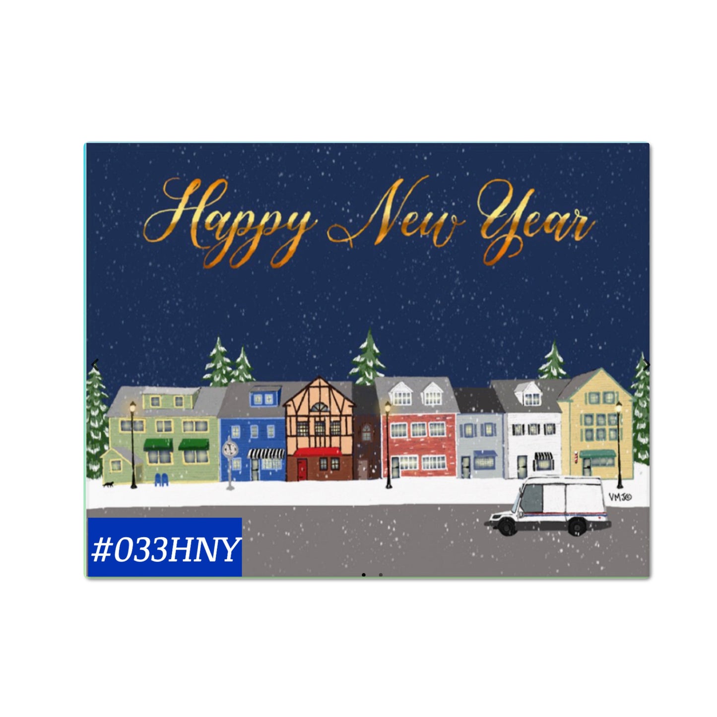 #033HNY Happy New Year Post Cards, postal postcards, Mail Carrier