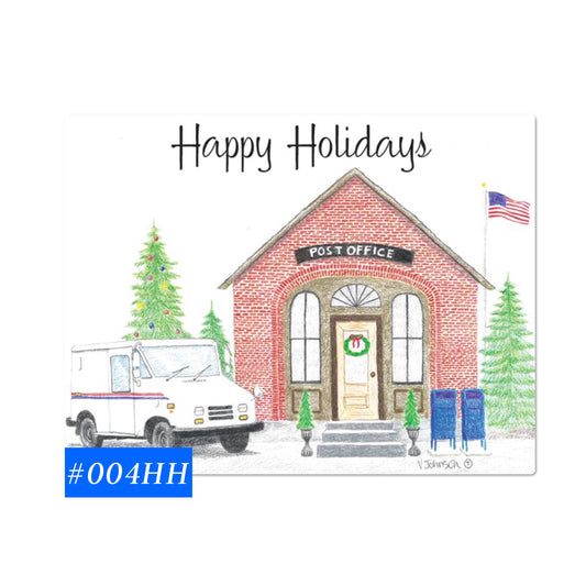 #004HH Brick Post Office Letter Carrier Happy Holidays Post Cards, postal postcards, Mail Carrier