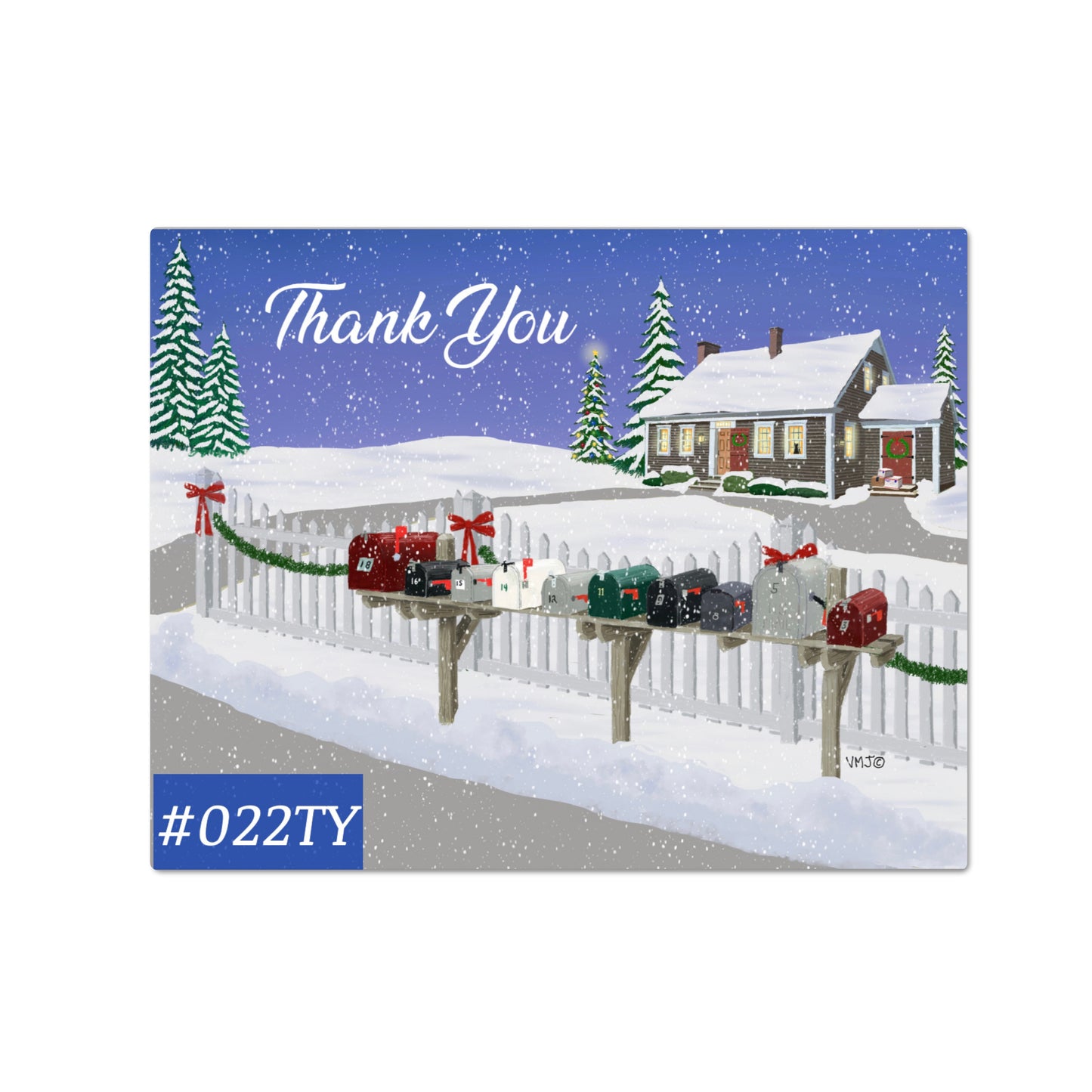 #022TY Snowy Rural Postal Scene Thank You Post Cards, postal postcards, Mail Carrier