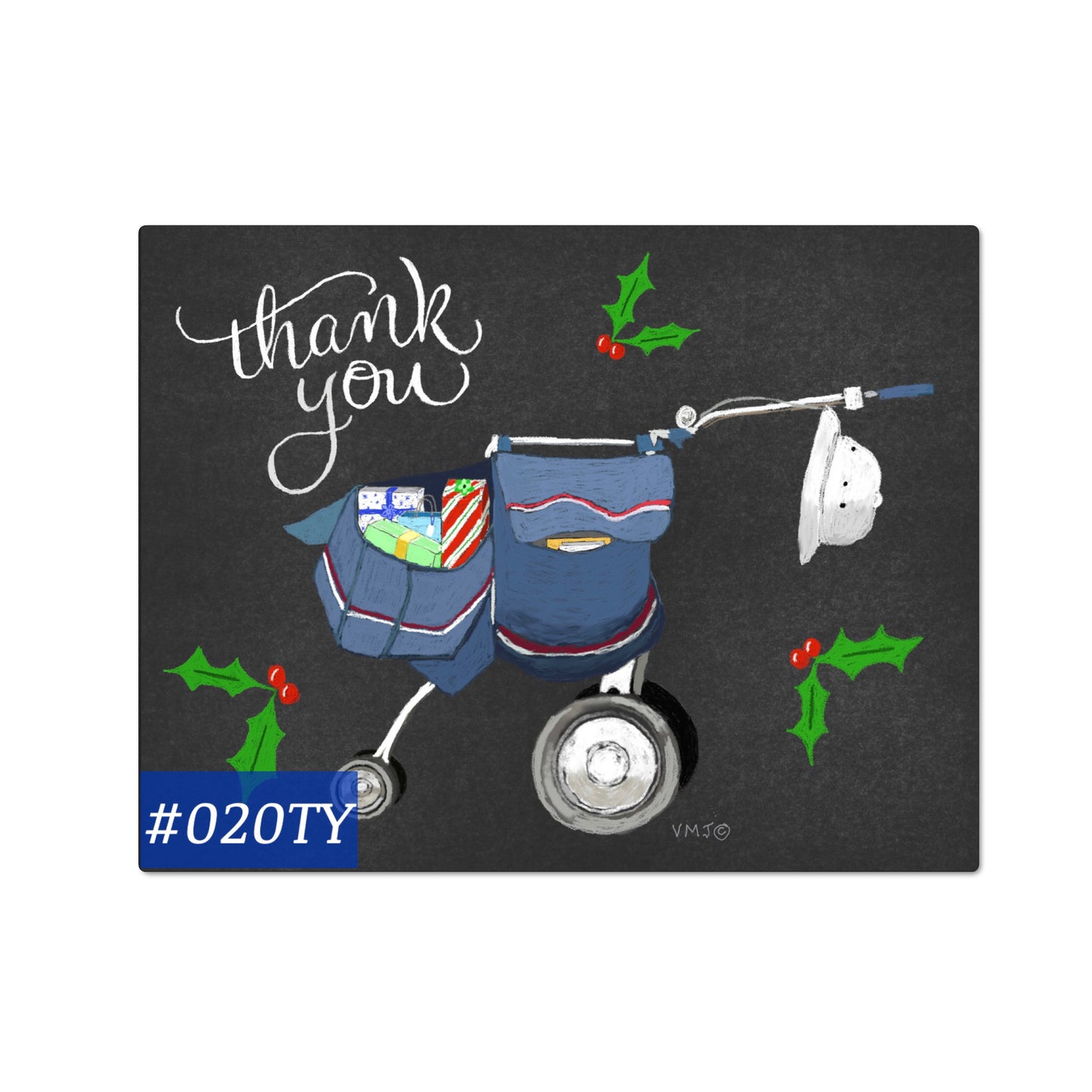 #020TY Pushcart for Letter Carriers Thank You Post Cards, postal postcards, Mail Carrier