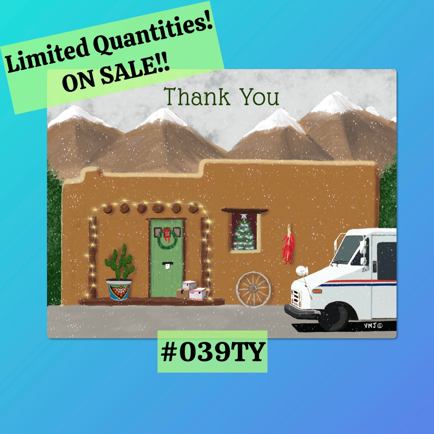 #039TY Adobe, western style  Letter Carrier Thank You Post Cards, postal postcards, Mail Carrier