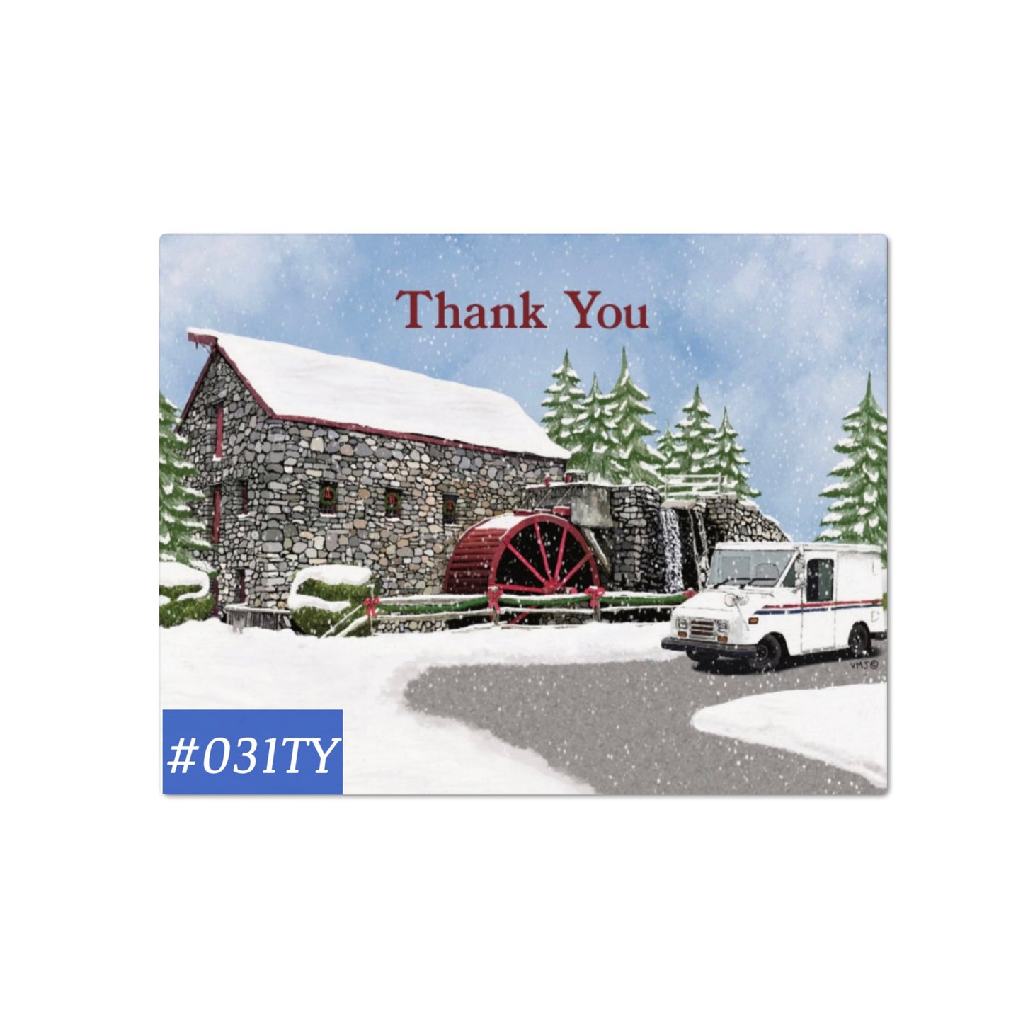 #031TY Gristmill, Letter Carrier Thank You Post Cards, postal postcards, Mail Carrier